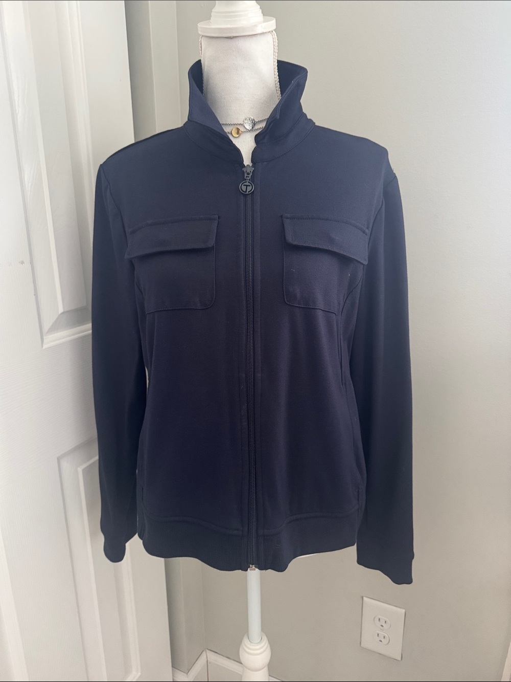 Talbots Navy Zip-Front Jacket